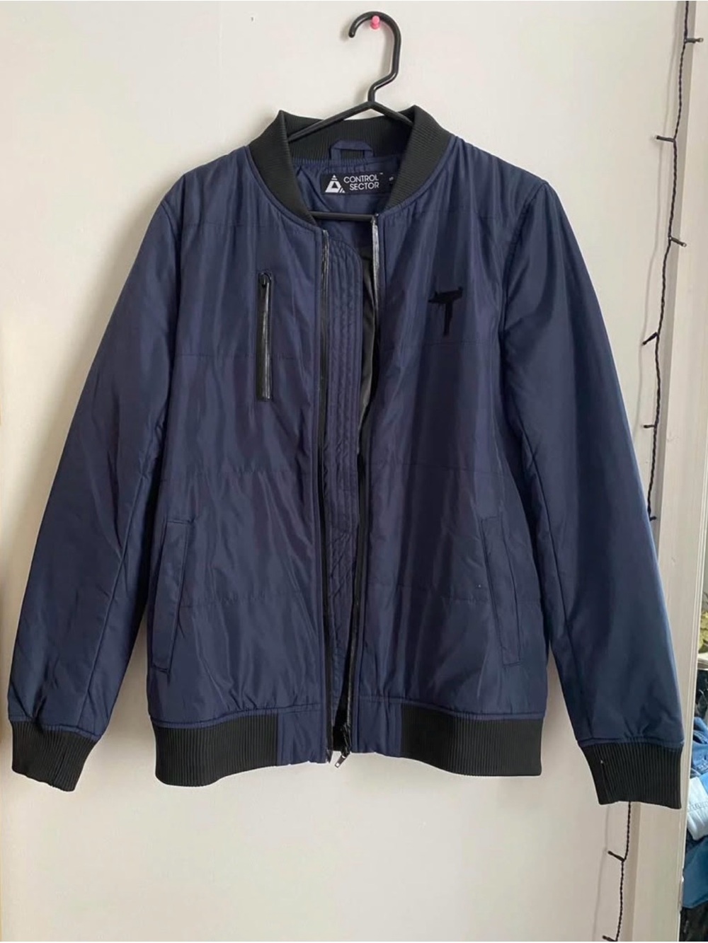 Men's Navy Quilted Bomber Jacket - control sector nyc - Picture 3 of 7